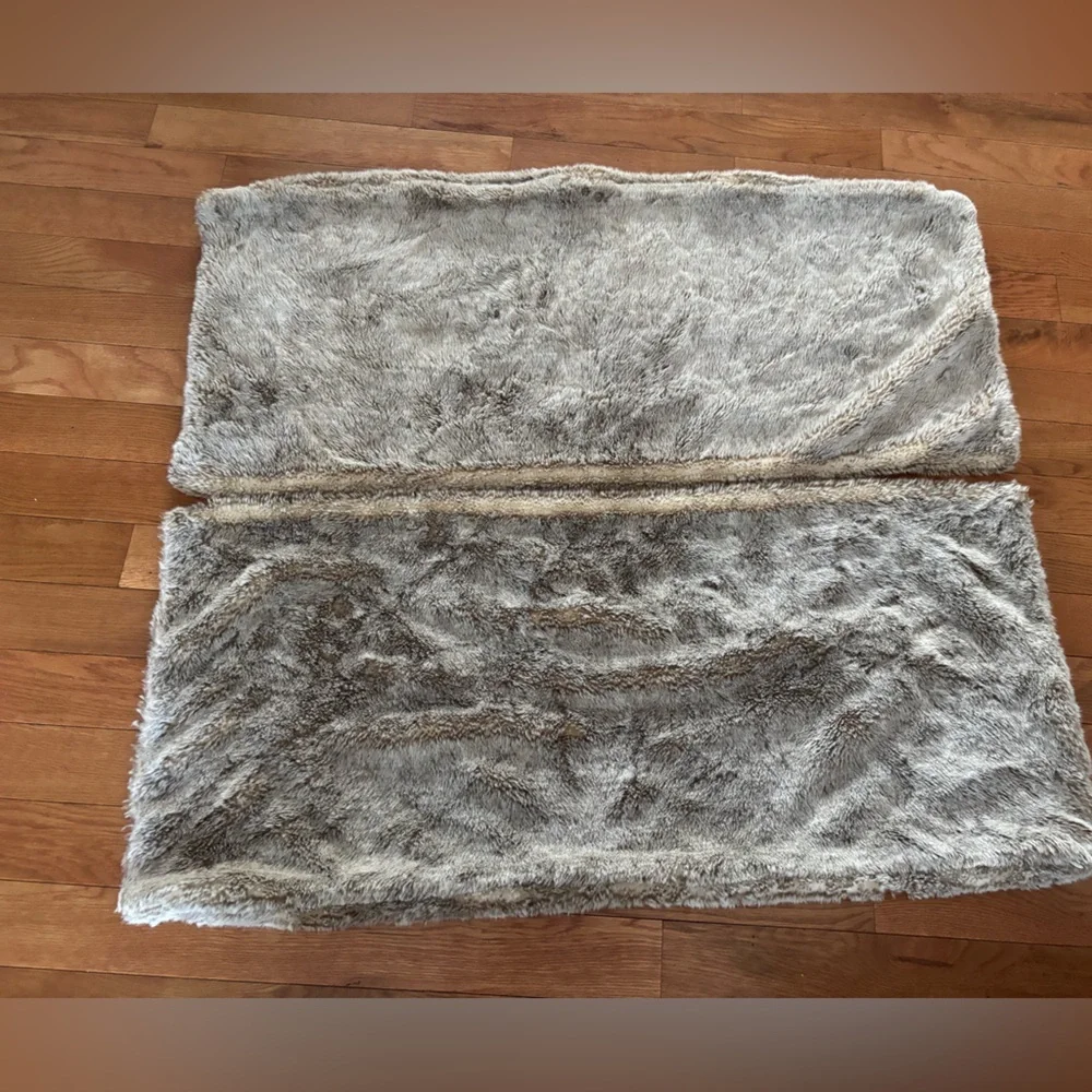 2 Restoration Hardware Cream brown Faux Fur King pillowcases shams